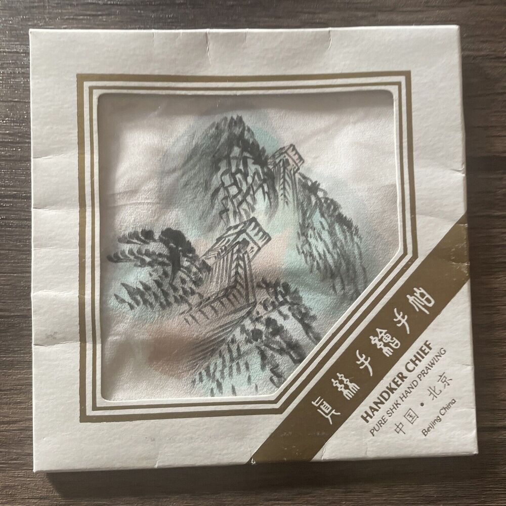 Handkerchief Chinese Hand Painted 100% Silk New Wall of China Pastel